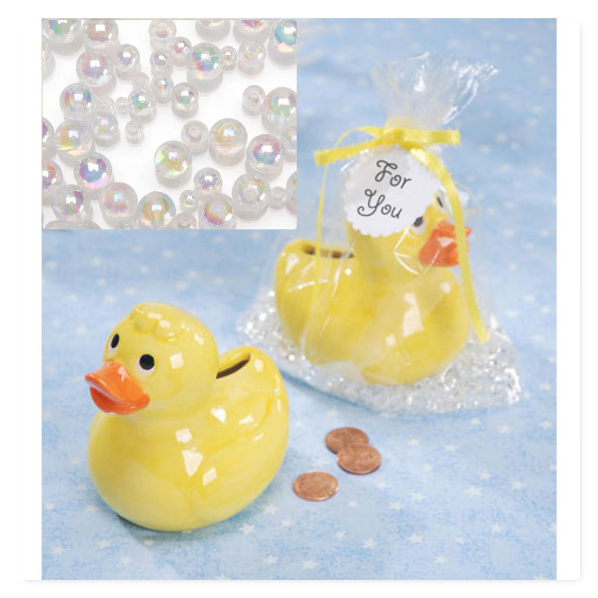 *Clearance* 2 Ceramic Duck Banks - Baby Shower Decorations and Party Favors