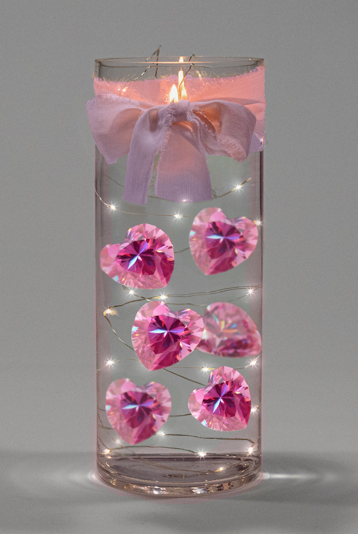 Floating Red Sparkling Stars-Large Sizes-Fills 1 Gallon for Your Vases-With  Option: 3 Submersible Fairy Lights-Vase Decorations
