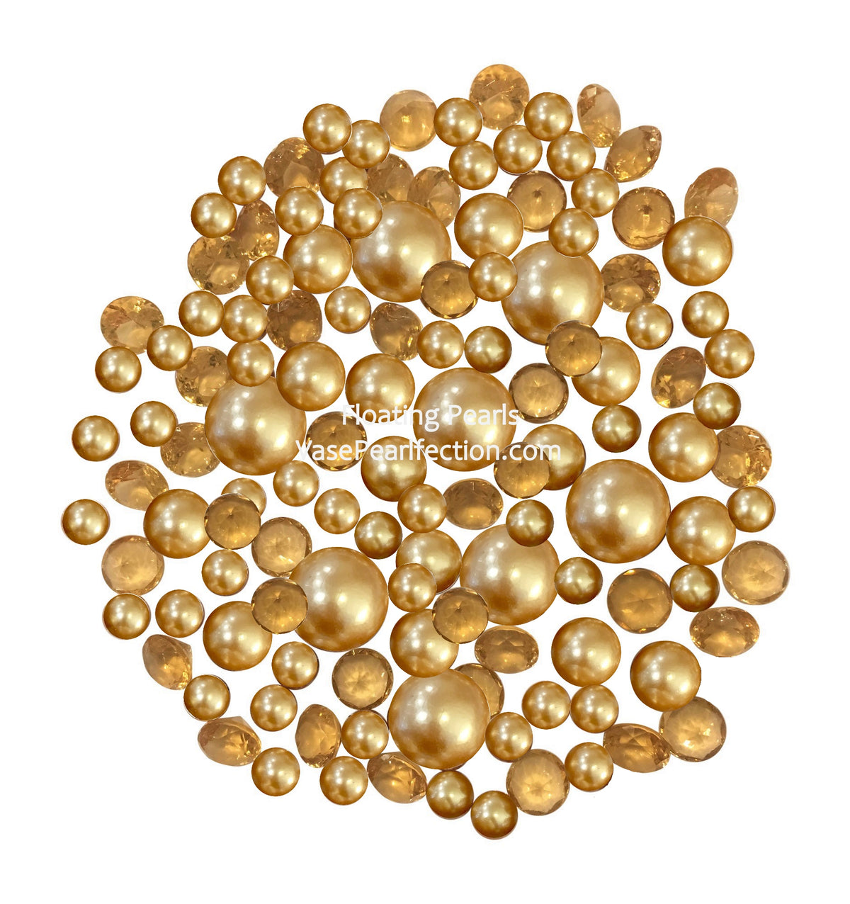 SUREAM Gold Assorted Floating Pearls, 100PCS Art Faux Pearls and