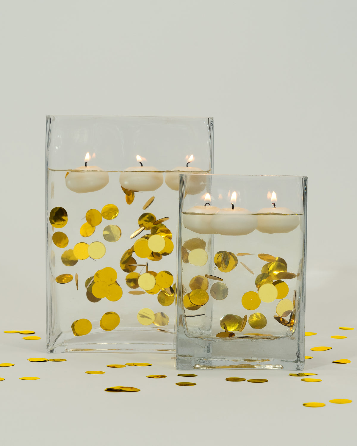 Confettis "flottants" or métallique avec option guirlande lumineuse - décorations de vase et dispersion de table