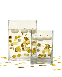 קונפטי "צף" זהב מתכתי עם אפשרות לאורות פיות - קישוטי אגרטל ופיזור שולחן