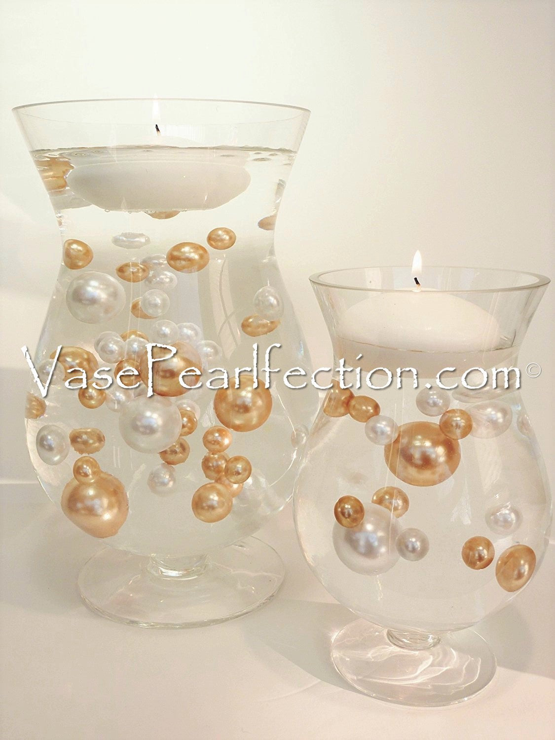 120 Gold & White Pearls with Sparking Gems for Vase Decor