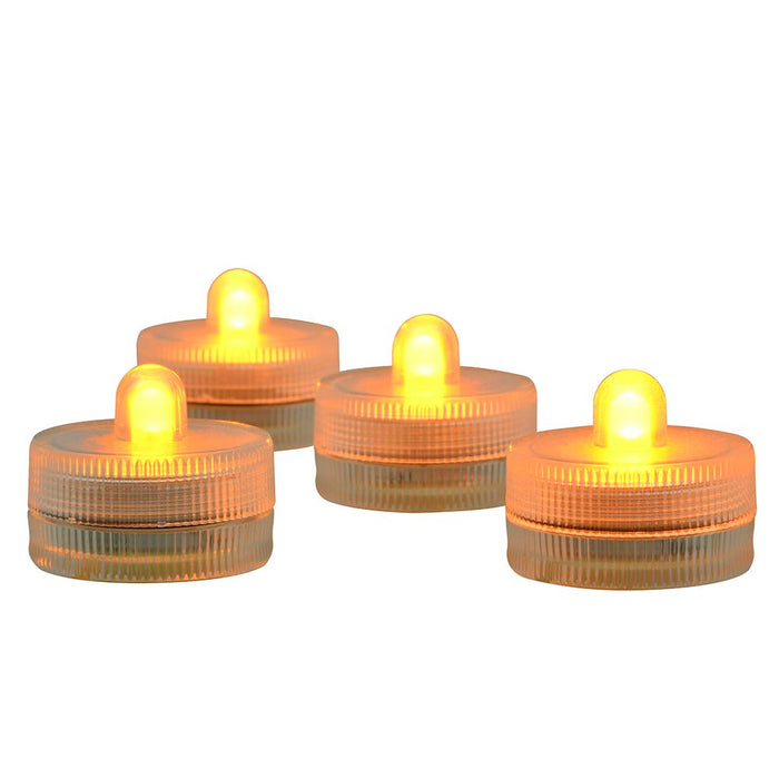 Gold/hellbernsteinfarbene LED-Tauch-Teelichter – wasserdicht