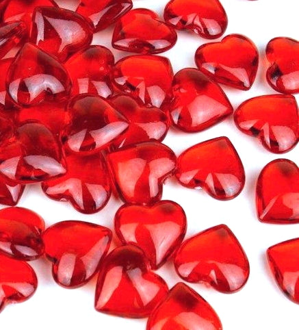 לבבות אדומים צפים - גדול - Lucite - קישוטי אגרטל - פיזור שולחן