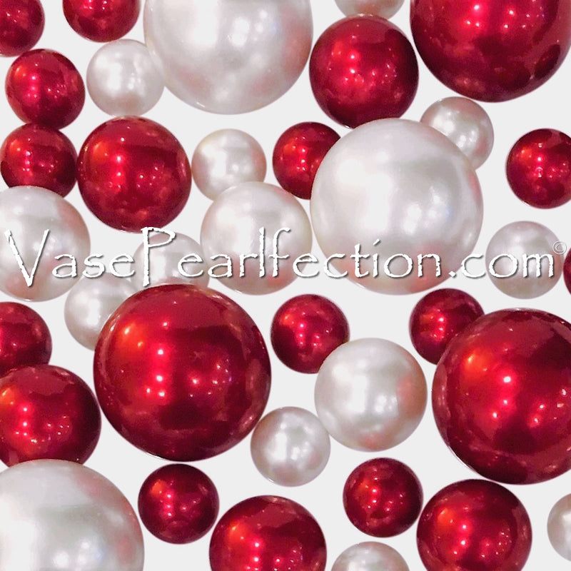 100 Floating Red and White Pearls-Shiny-Jumbo Sizes-Vase Decorations and Table Scatter - Option 3 Submersible Fairy Lights Strings