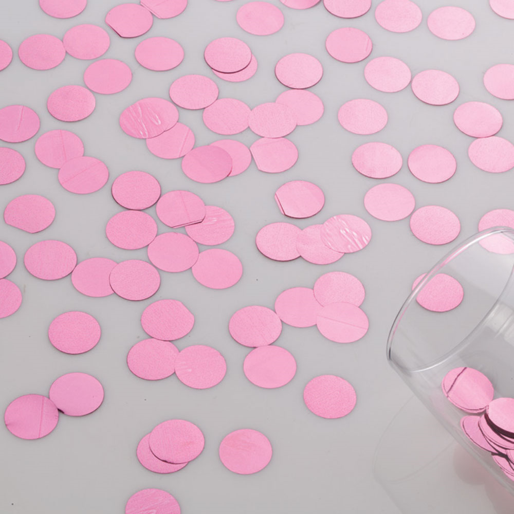 Schwebendes Konfetti in Metallic-Pink mit optionaler Lichterkette – Vasendekorationen und Tischstreuer