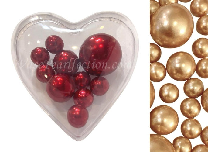 "Floating" Big Heart Submersible & Fillable with Your Choice of Pearls colors- Stunning Centerpiece Decorations