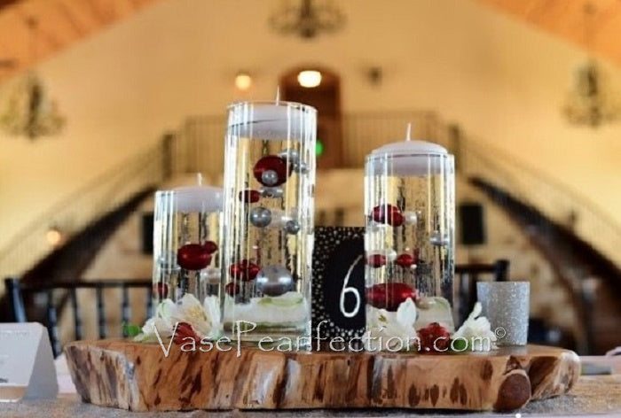Lot de 2 000 décorations de vase et dispersion de table en confettis  flottants rouge métallisé – Floating Pearls