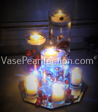 "Floating" Red and White Pearls - No Hole Jumbo/Assorted Sizes Vase Decorations and Table Scatter