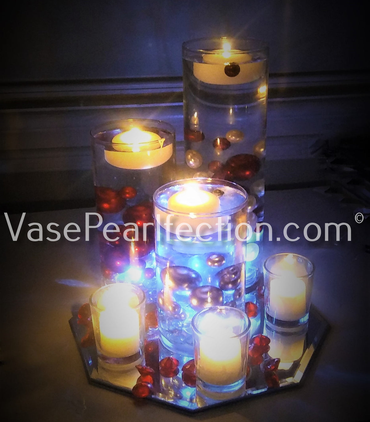 Red & White Pearls for Vase Decorations and Table Scatter – Floating Pearls